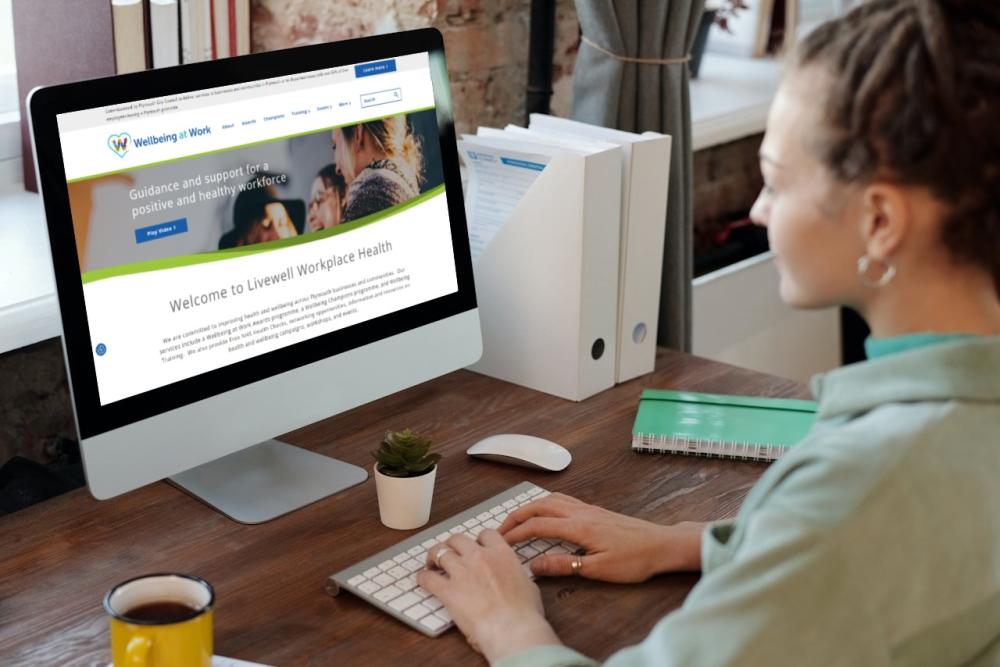 Mockup of Livewell Workplace Health website on an iMac