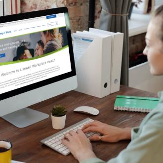 Mockup of Livewell Workplace Health website on an iMac