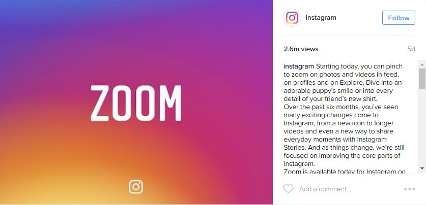 Instagram zoom